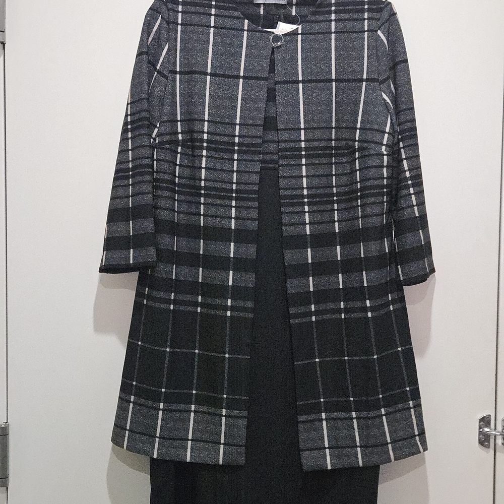 Danny & Nicole Womens Plaid Jacket Dress 2 Pieces Size 14